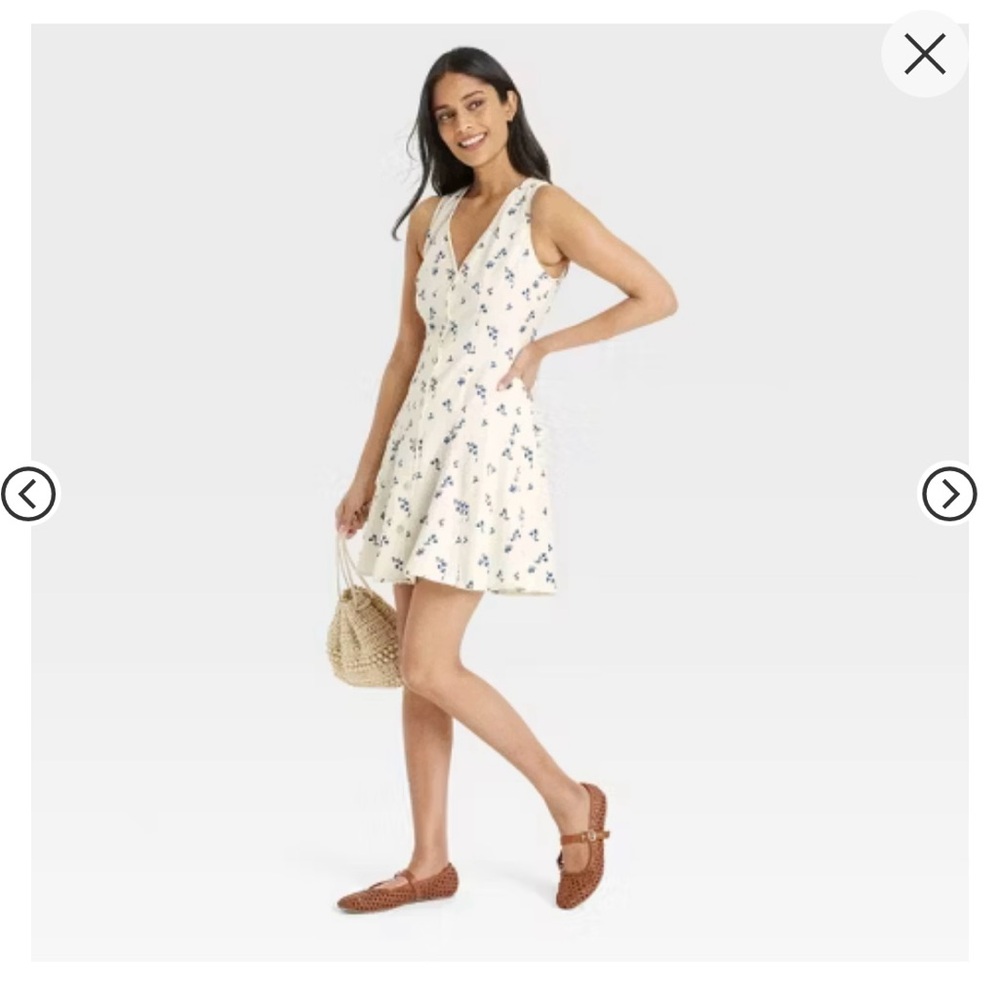 Universal Thread Button-Front Godet Mini A-Line Dress
